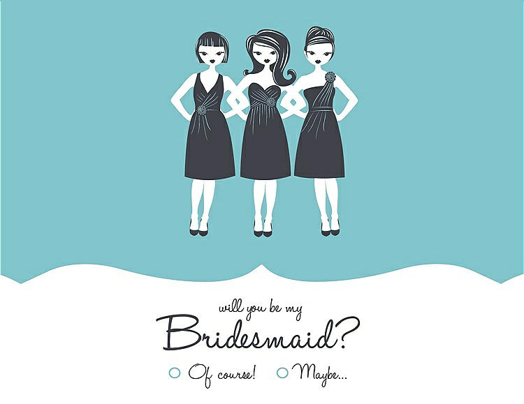 Front View - Spa & Ebony Will You Be My Bridesmaid Card - Girls Checkbox