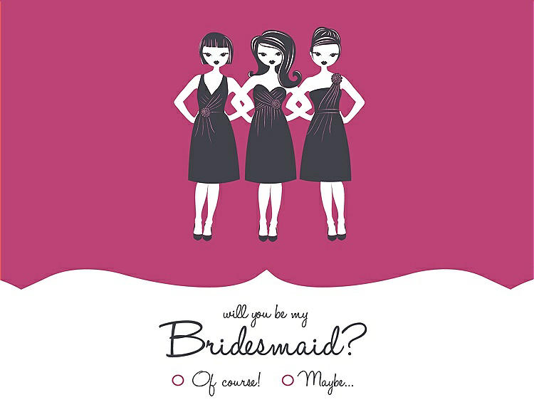 Front View - Strawberry & Ebony Will You Be My Bridesmaid Card - Girls Checkbox