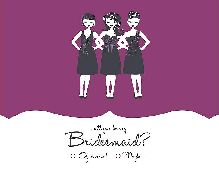 Front View - Sugar Plum & Ebony Will You Be My Bridesmaid Card - Girls Checkbox