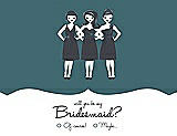 Front View Thumbnail - Teal & Ebony Will You Be My Bridesmaid Card - Girls Checkbox
