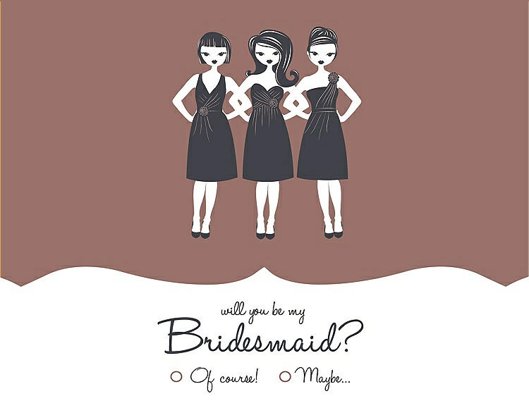 Front View - Toffee & Ebony Will You Be My Bridesmaid Card - Girls Checkbox