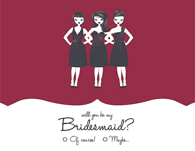 Front View - Valentine & Ebony Will You Be My Bridesmaid Card - Girls Checkbox