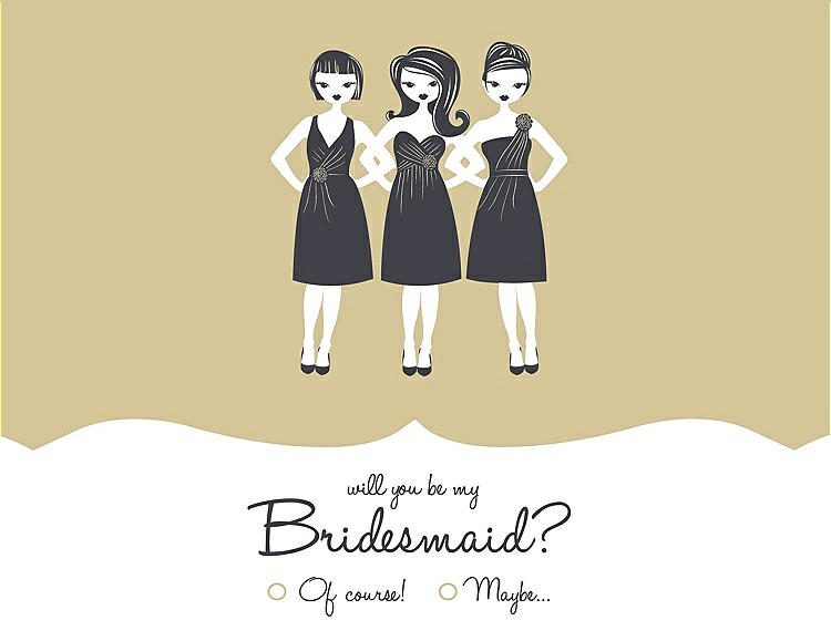 Front View - Venetian Gold & Ebony Will You Be My Bridesmaid Card - Girls Checkbox