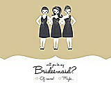 Front View Thumbnail - Venetian Gold & Ebony Will You Be My Bridesmaid Card - Girls Checkbox