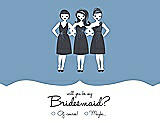 Front View Thumbnail - Windsor Blue & Ebony Will You Be My Bridesmaid Card - Girls Checkbox