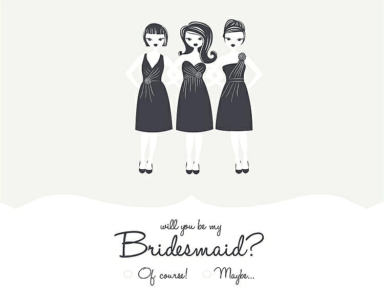 Front View - White & Ebony Will You Be My Bridesmaid Card - Girls Checkbox