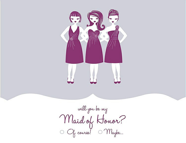 Front View - Dove & Persian Plum Will You Be My Maid of Honor Card - Girls Checkbox