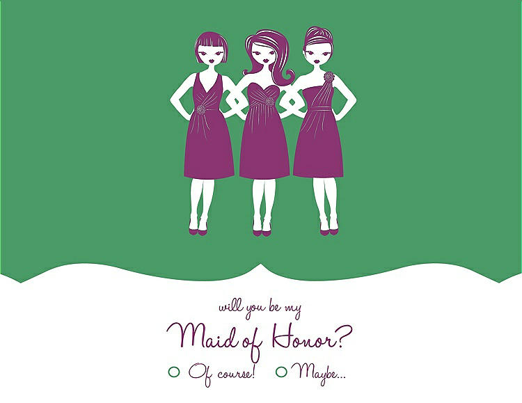 Front View - Juniper & Persian Plum Will You Be My Maid of Honor Card - Girls Checkbox