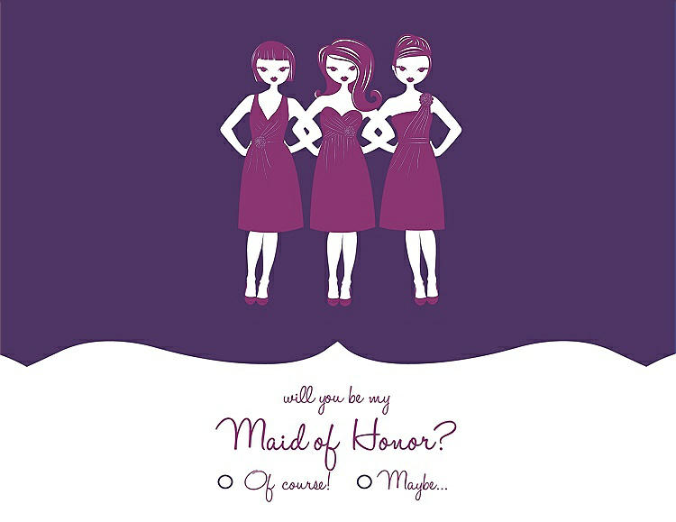 Front View - Majestic & Persian Plum Will You Be My Maid of Honor Card - Girls Checkbox