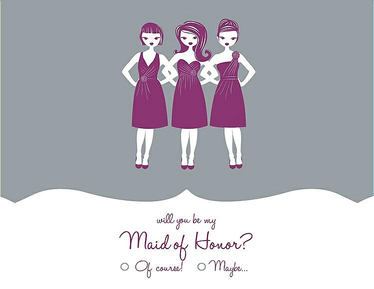 Front View - Mystic & Persian Plum Will You Be My Maid of Honor Card - Girls Checkbox