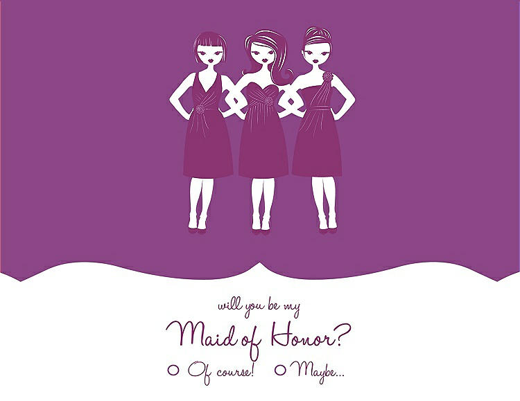 Front View - Orchid & Persian Plum Will You Be My Maid of Honor Card - Girls Checkbox