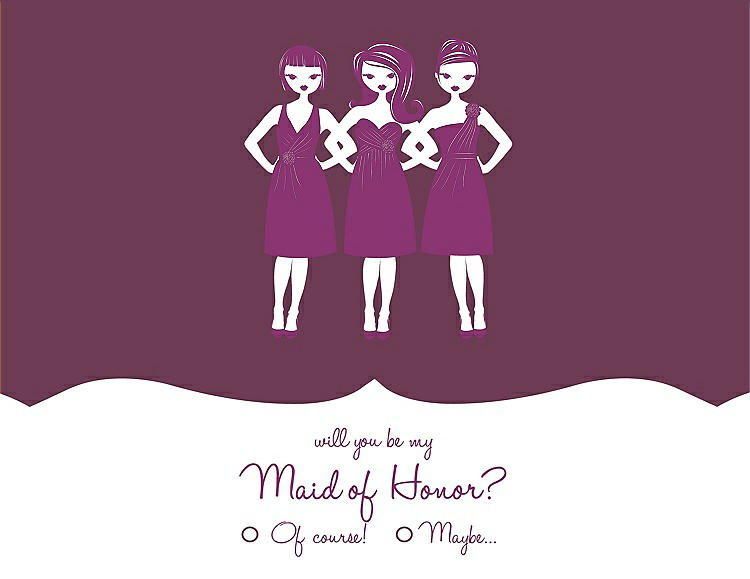 Front View - Plum Raisin & Persian Plum Will You Be My Maid of Honor Card - Girls Checkbox