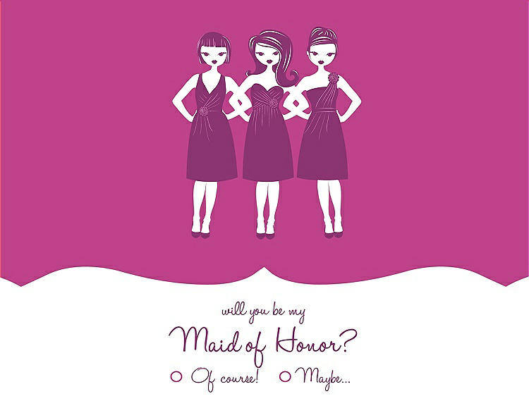 Front View - American Beauty & Persian Plum Will You Be My Maid of Honor Card - Girls Checkbox