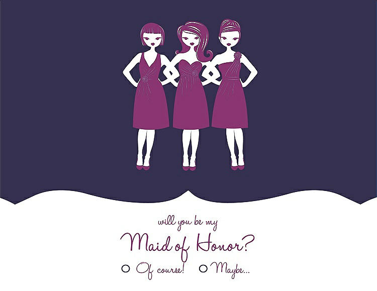 Front View - Amethyst & Persian Plum Will You Be My Maid of Honor Card - Girls Checkbox