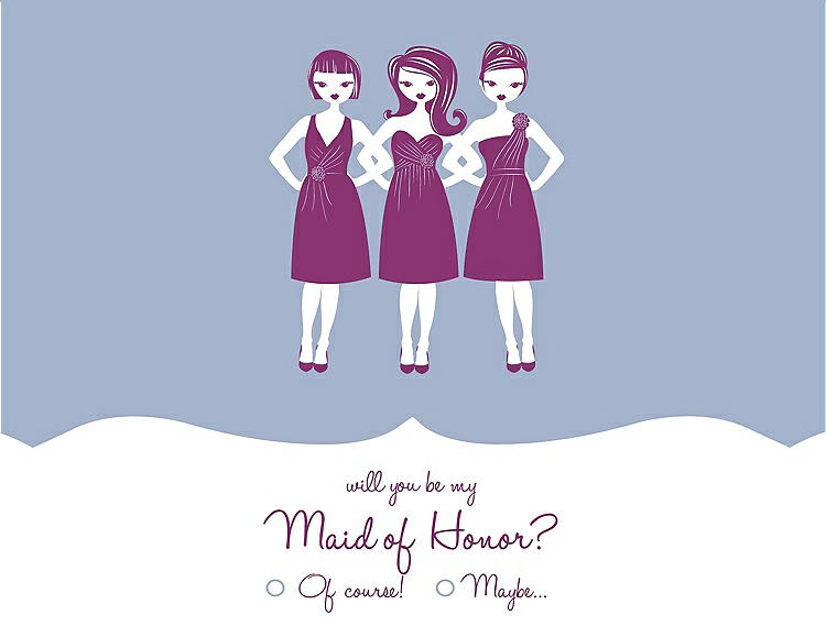 Front View - Arctic & Persian Plum Will You Be My Maid of Honor Card - Girls Checkbox