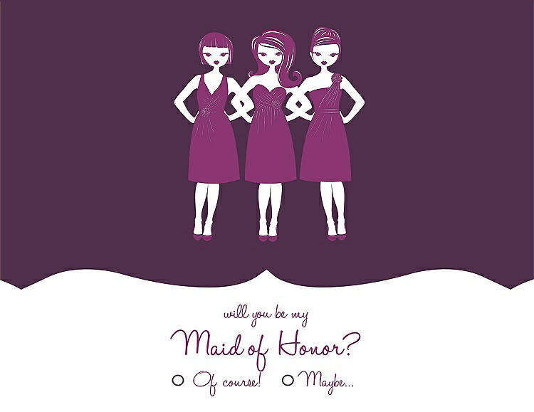 Front View - Aubergine & Persian Plum Will You Be My Maid of Honor Card - Girls Checkbox