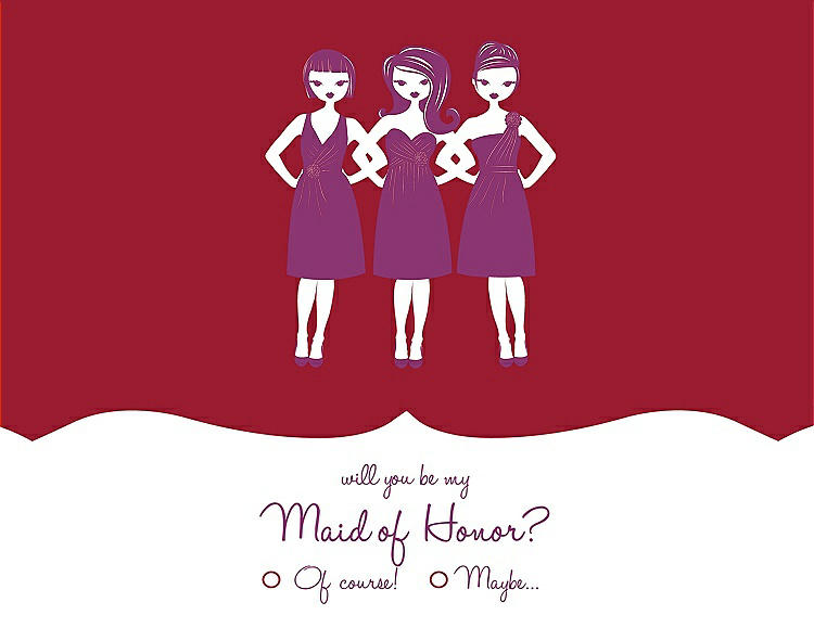 Front View - Barcelona & Persian Plum Will You Be My Maid of Honor Card - Girls Checkbox