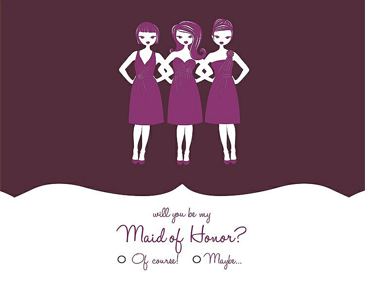 Front View - Bordeaux & Persian Plum Will You Be My Maid of Honor Card - Girls Checkbox