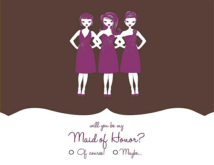 Front View - Brownie & Persian Plum Will You Be My Maid of Honor Card - Girls Checkbox