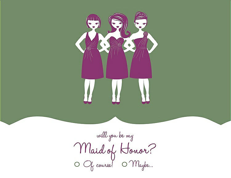 Front View - Clover & Persian Plum Will You Be My Maid of Honor Card - Girls Checkbox