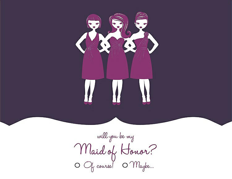 Front View - Concord & Persian Plum Will You Be My Maid of Honor Card - Girls Checkbox