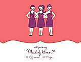 Front View Thumbnail - Coral & Persian Plum Will You Be My Maid of Honor Card - Girls Checkbox