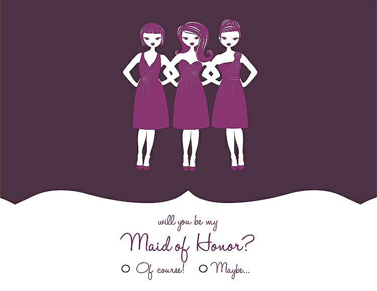 Front View - Eggplant & Persian Plum Will You Be My Maid of Honor Card - Girls Checkbox