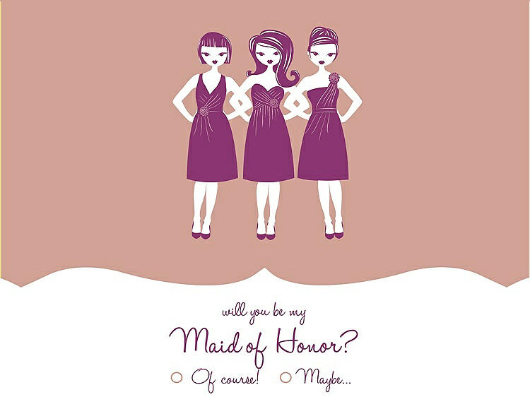 Front View - Fresco & Persian Plum Will You Be My Maid of Honor Card - Girls Checkbox