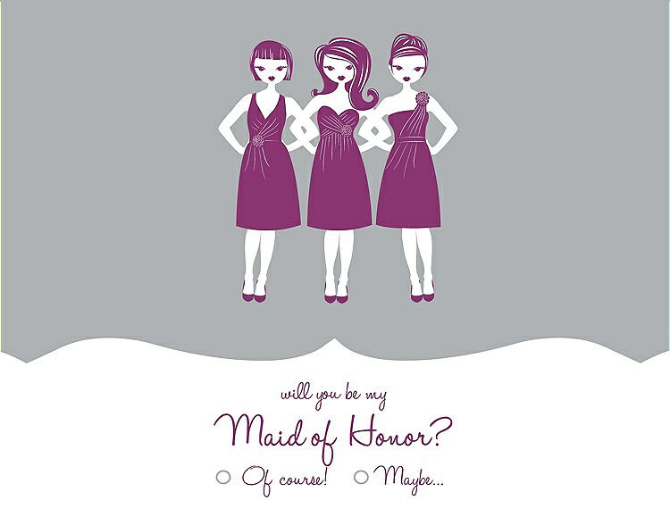Front View - Frost & Persian Plum Will You Be My Maid of Honor Card - Girls Checkbox