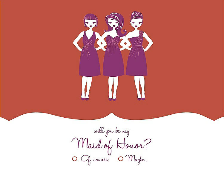 Front View - Fiesta & Persian Plum Will You Be My Maid of Honor Card - Girls Checkbox