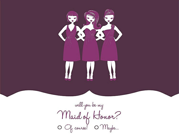 Front View - Italian Plum & Persian Plum Will You Be My Maid of Honor Card - Girls Checkbox