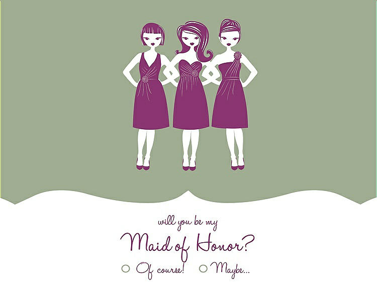 Front View - Kiwi & Persian Plum Will You Be My Maid of Honor Card - Girls Checkbox