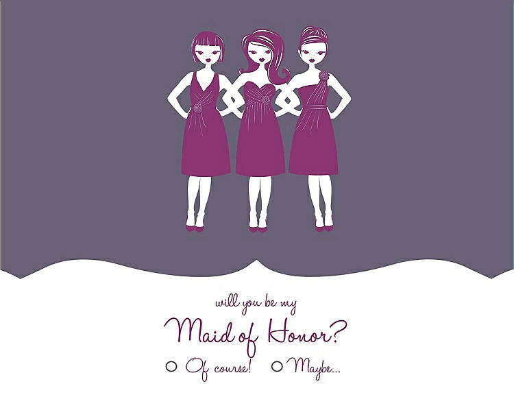 Front View - Lavender & Persian Plum Will You Be My Maid of Honor Card - Girls Checkbox