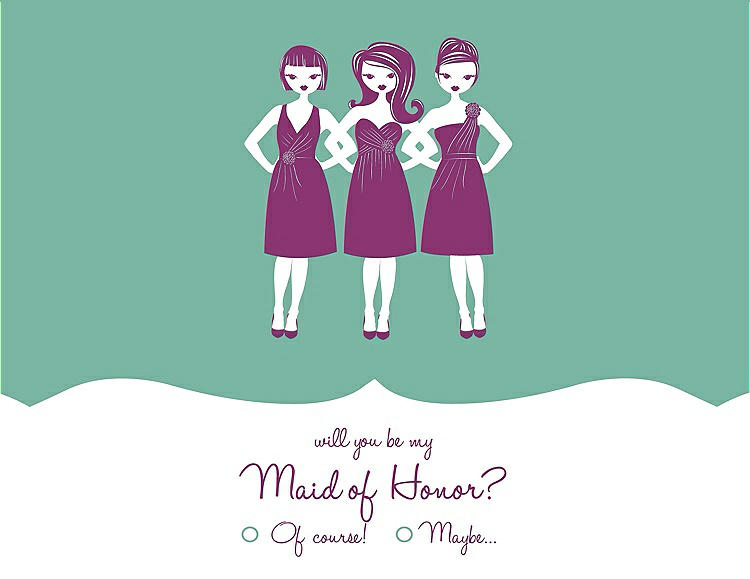 Front View - Meadow & Persian Plum Will You Be My Maid of Honor Card - Girls Checkbox