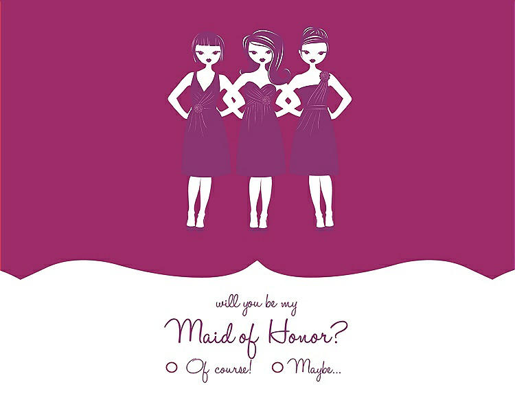 Front View - Merlot & Persian Plum Will You Be My Maid of Honor Card - Girls Checkbox