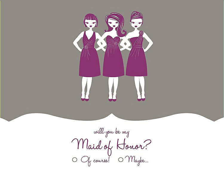 Front View - Mocha & Persian Plum Will You Be My Maid of Honor Card - Girls Checkbox