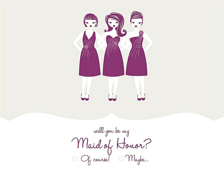 Front View - Marshmallow & Persian Plum Will You Be My Maid of Honor Card - Girls Checkbox