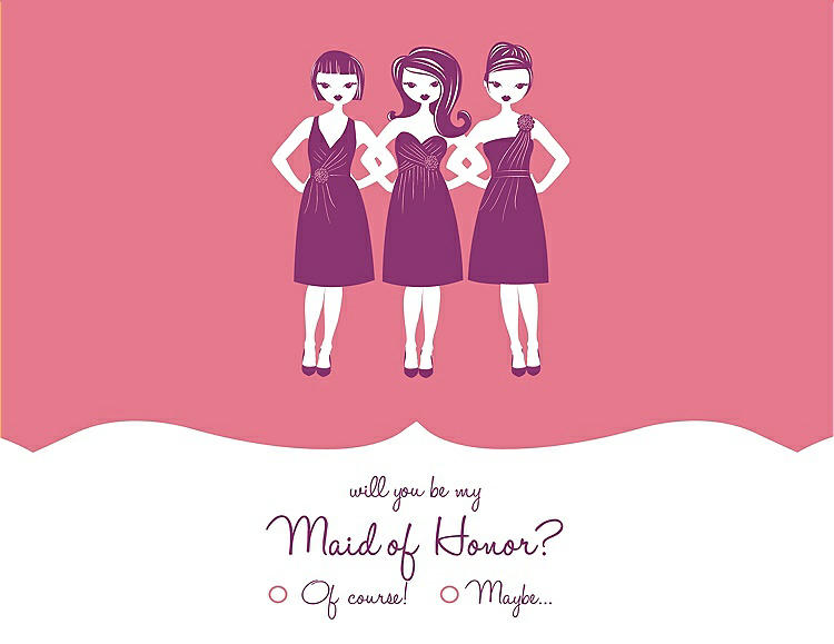 Front View - Nectar & Persian Plum Will You Be My Maid of Honor Card - Girls Checkbox