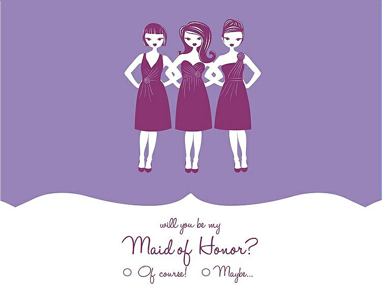 Front View - Pansy & Persian Plum Will You Be My Maid of Honor Card - Girls Checkbox