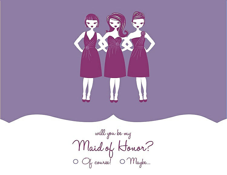 Front View - Passion & Persian Plum Will You Be My Maid of Honor Card - Girls Checkbox
