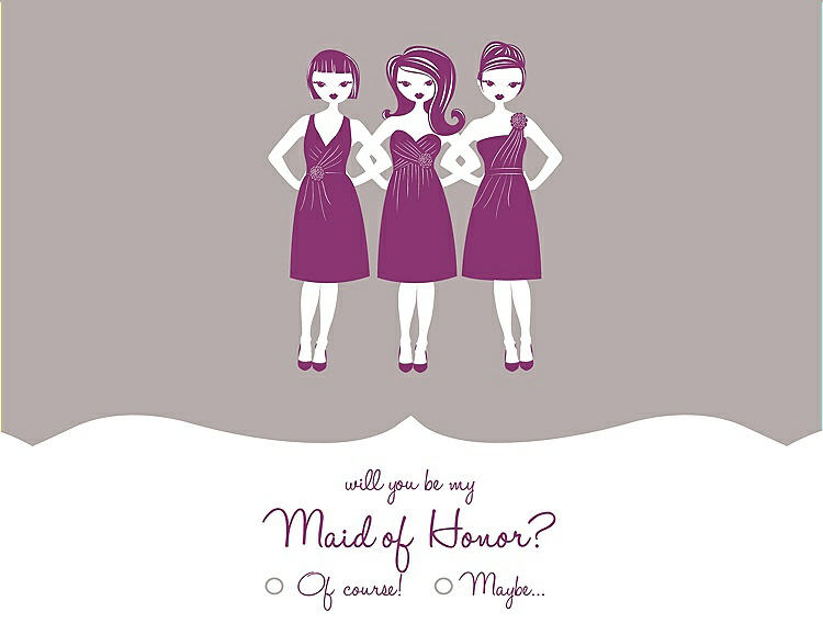 Front View - Pebble Beach & Persian Plum Will You Be My Maid of Honor Card - Girls Checkbox