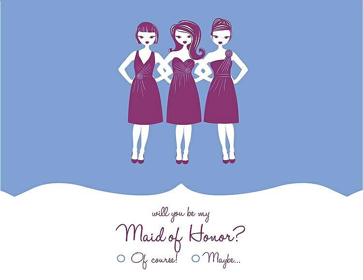 Front View - Periwinkle - PANTONE Serenity & Persian Plum Will You Be My Maid of Honor Card - Girls Checkbox