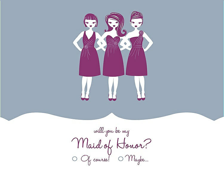 Front View - Platinum & Persian Plum Will You Be My Maid of Honor Card - Girls Checkbox