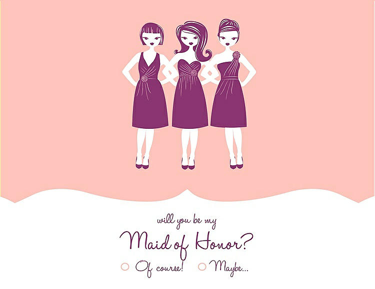 Front View - Primrose & Persian Plum Will You Be My Maid of Honor Card - Girls Checkbox