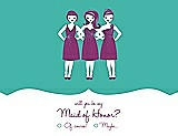 Front View Thumbnail - Pantone Turquoise & Persian Plum Will You Be My Maid of Honor Card - Girls Checkbox