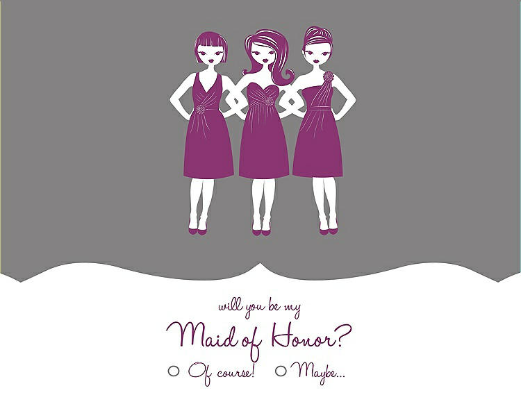 Front View - Quarry & Persian Plum Will You Be My Maid of Honor Card - Girls Checkbox