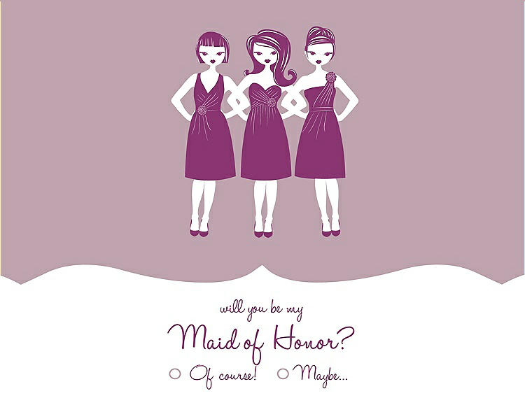 Front View - Quartz & Persian Plum Will You Be My Maid of Honor Card - Girls Checkbox