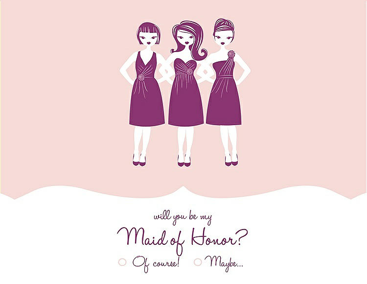 Front View - Rose Water & Persian Plum Will You Be My Maid of Honor Card - Girls Checkbox