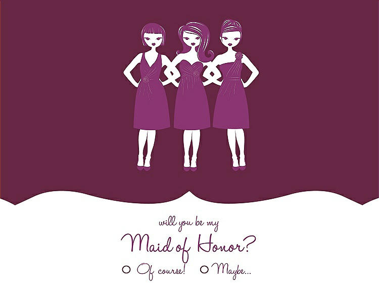 Front View - Ruby & Persian Plum Will You Be My Maid of Honor Card - Girls Checkbox