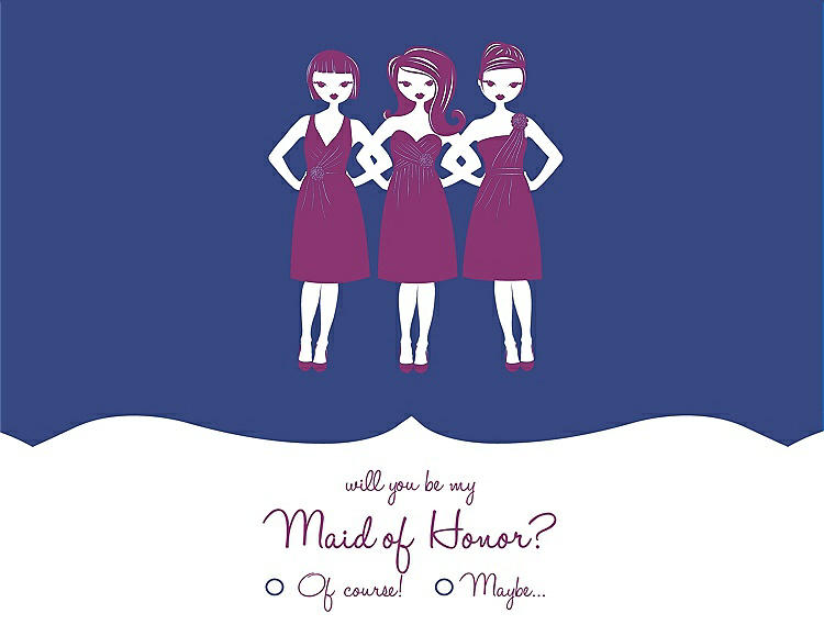 Front View - Sailor & Persian Plum Will You Be My Maid of Honor Card - Girls Checkbox